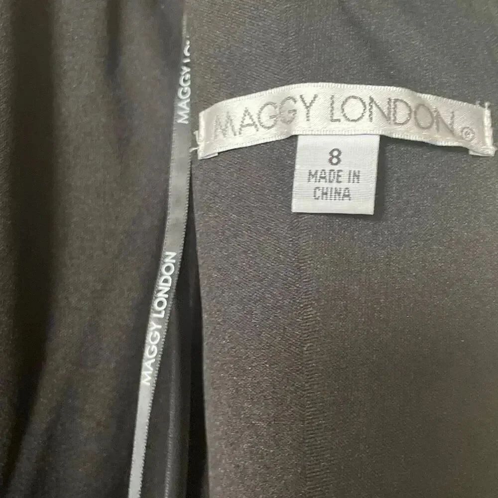 Nordstrom Maggy London classy sheer illusion bodycon black midi dress size 8 - Picture 8 of 16